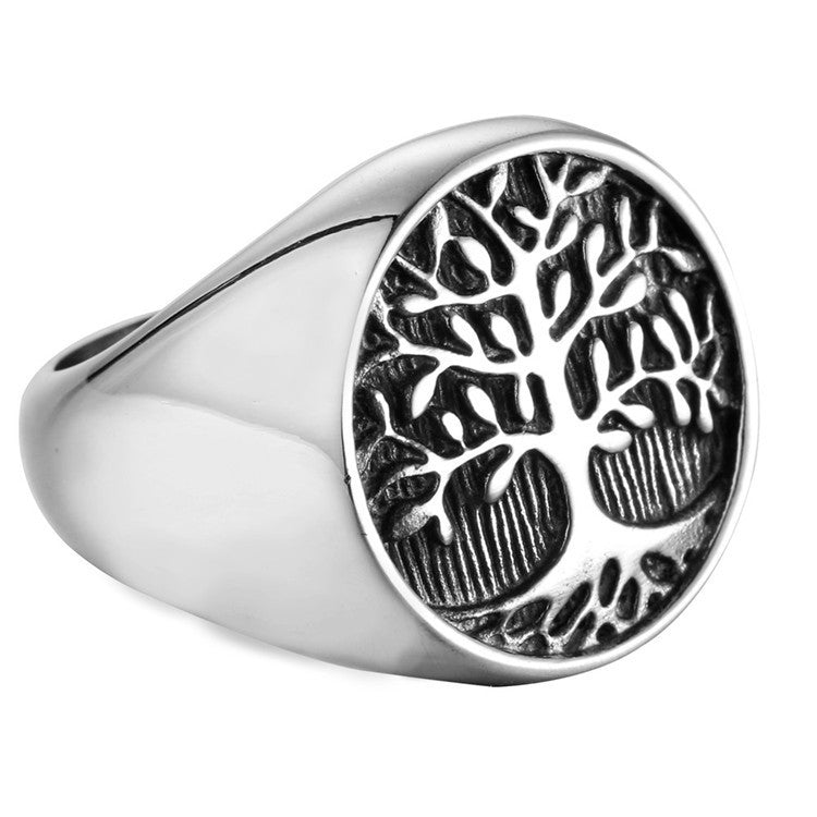 Tree of Life Ring Titanium Steel Polished Retro Punk Jewelry Gift Individually Packed For Men And Women Everyday Wear