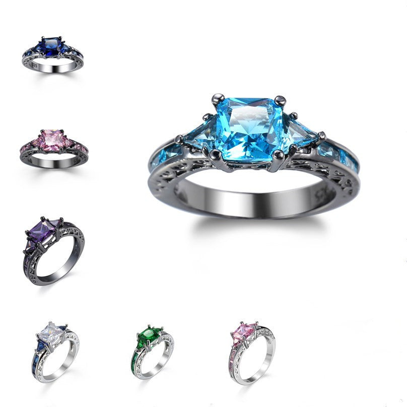 Womens Geometric Zircon Ring Electroplated European Design Individually Packaged Gift For Birthday FestivalPro