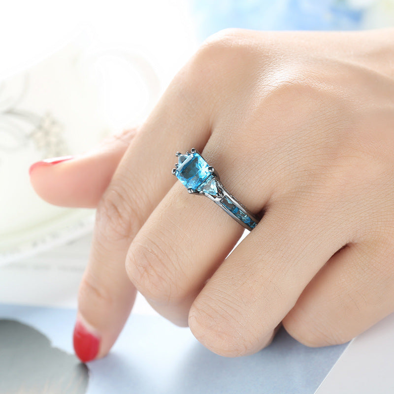 Womens Geometric Zircon Ring Electroplated European Design Individually Packaged Gift For Birthday FestivalPro