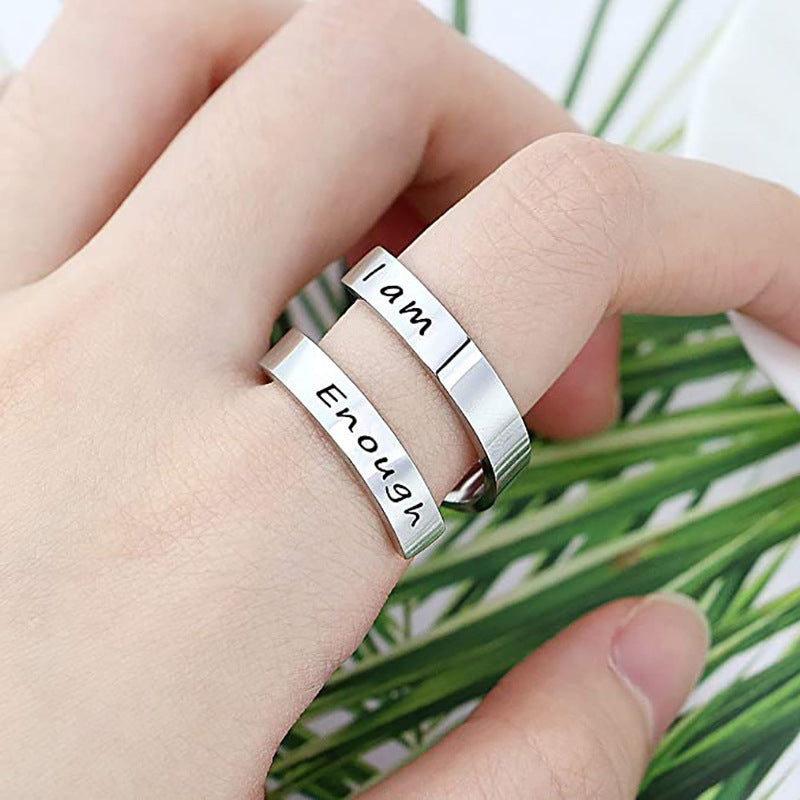 Stainless Steel Adjustable Ring With Smooth Engraving For Gift Giving Unisex Jewelry For Men Women Anniversary