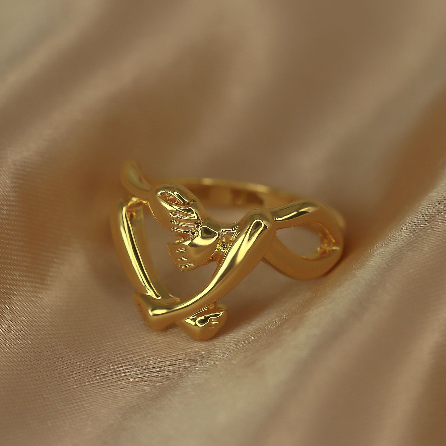 Geometric Ring For Women Alloy Jewelry Electroplated Finish Individually Packaged Gold Tone Ring In Gold Color