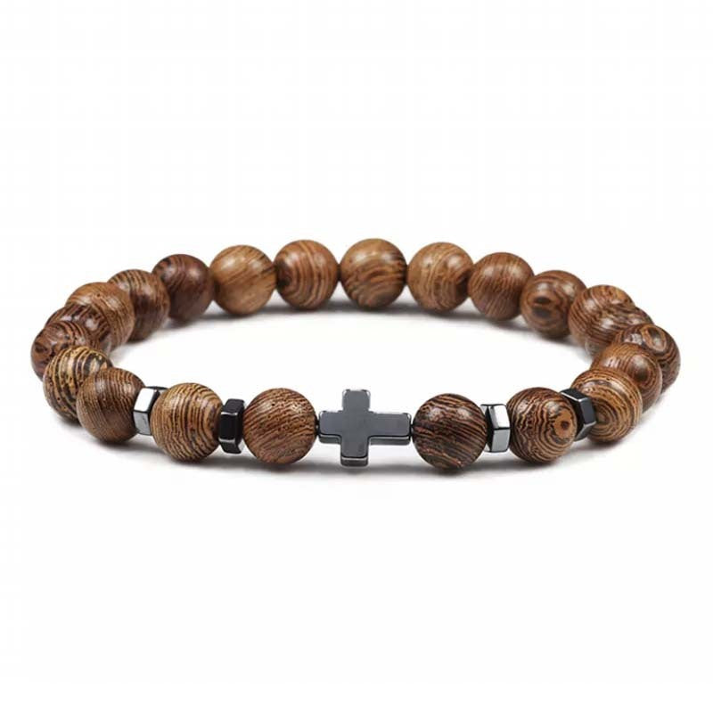 Unisex Agate Bracelet Natural Stone Beaded Cross Geometric Bracelet and Everyday Fashion Jewelry Bracelet Gift