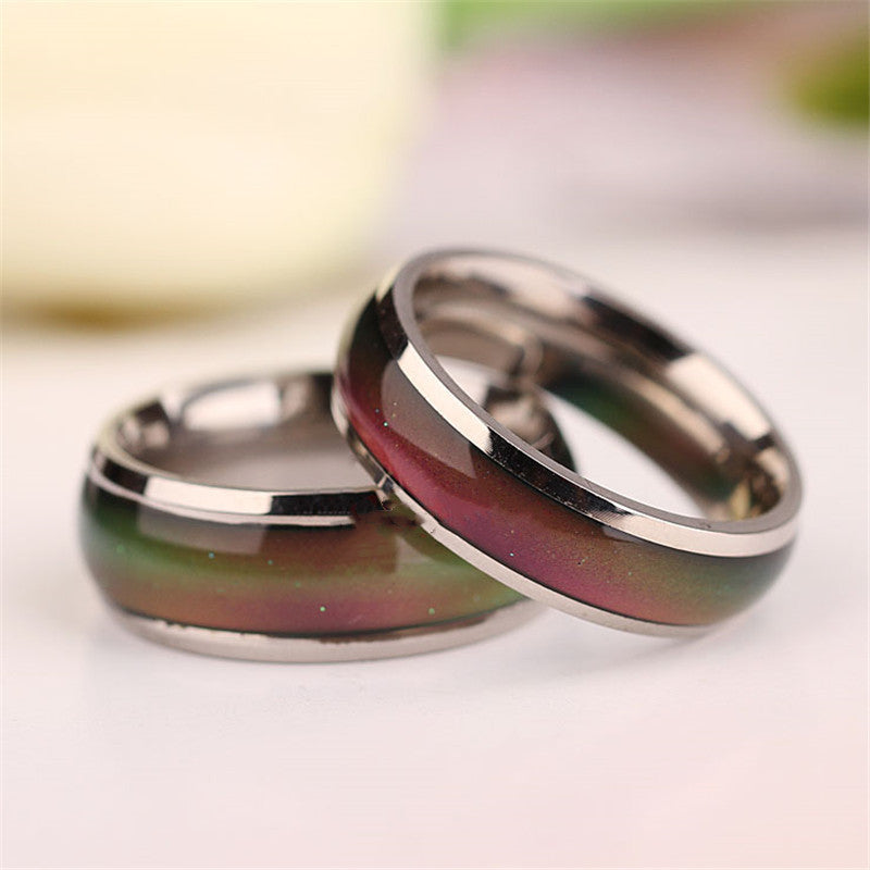 Mood Ring Color Changing Unisex Electroplated Metal Ring Temperature Sensitive 6mm Band Jewelry For Everyday Wear