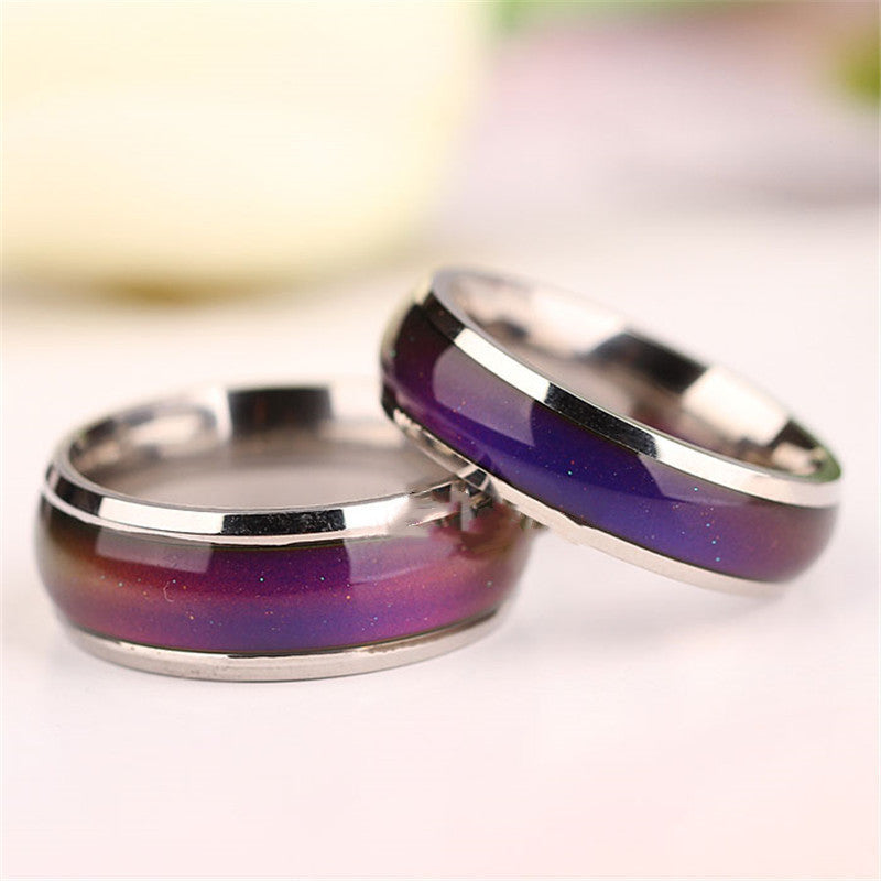 Mood Ring Color Changing Unisex Electroplated Metal Ring Temperature Sensitive 6mm Band Jewelry For Everyday Wear