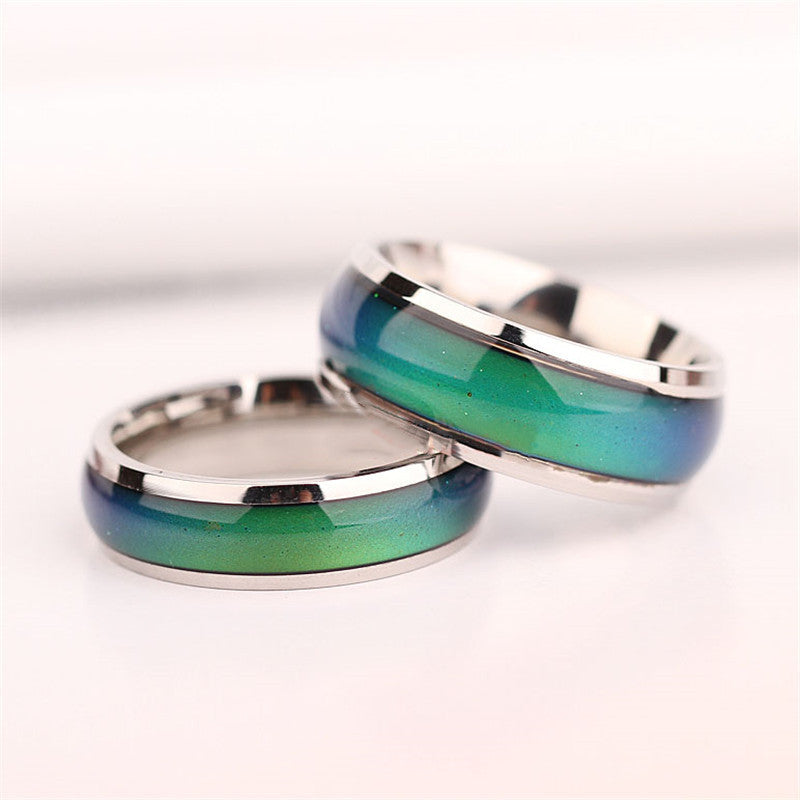 Mood Ring Color Changing Unisex Electroplated Metal Ring Temperature Sensitive 6mm Band Jewelry For Everyday Wear