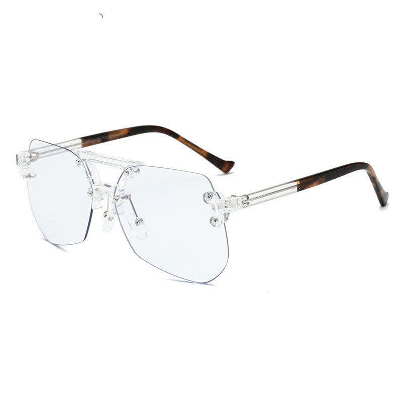 Mens Rimless Flat Glasses Anti Blue Light Blocking Eyewear With High Light Transmittance PC Frame Black Coated Lens HD