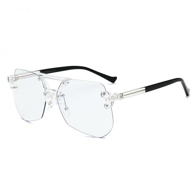 Mens Rimless Flat Glasses Anti Blue Light Blocking Eyewear With High Light Transmittance PC Frame Black Coated Lens HD