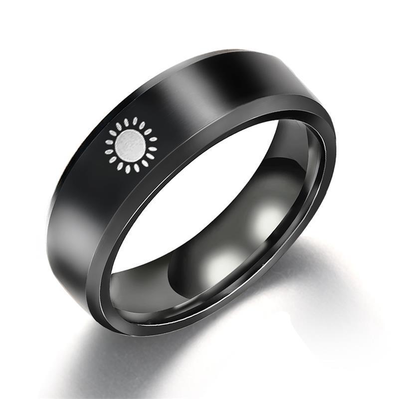 Stainless Steel Sun Moon Ring Set Geometric Matching Couple Rings Fashion Jewelry for Women Timeless Accessory