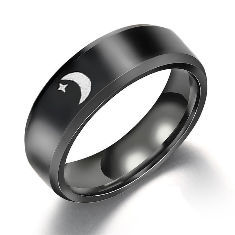 Stainless Steel Sun Moon Ring Set Geometric Matching Couple Rings Fashion Jewelry for Women Timeless Accessory