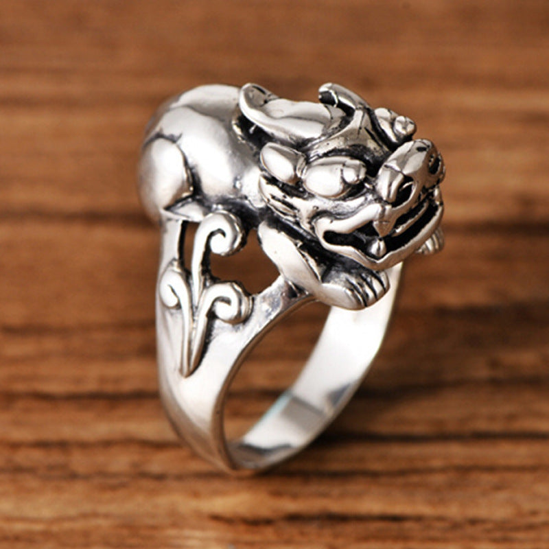 Stainless Steel Blessing Ring For Wealth Gift Men And Women Geometric Design Elegant Everyday Wear As Keepsake