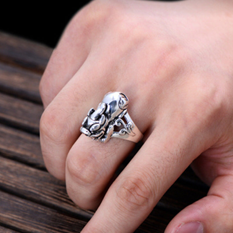 Stainless Steel Blessing Ring For Wealth Gift Men And Women Geometric Design Elegant Everyday Wear As Keepsake