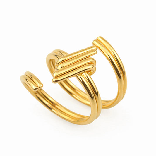 Open Ring Geometric Multilayer Woven Copper Ring Electroplated Fashion Jewelry Silver Ring Gold Ring For Women