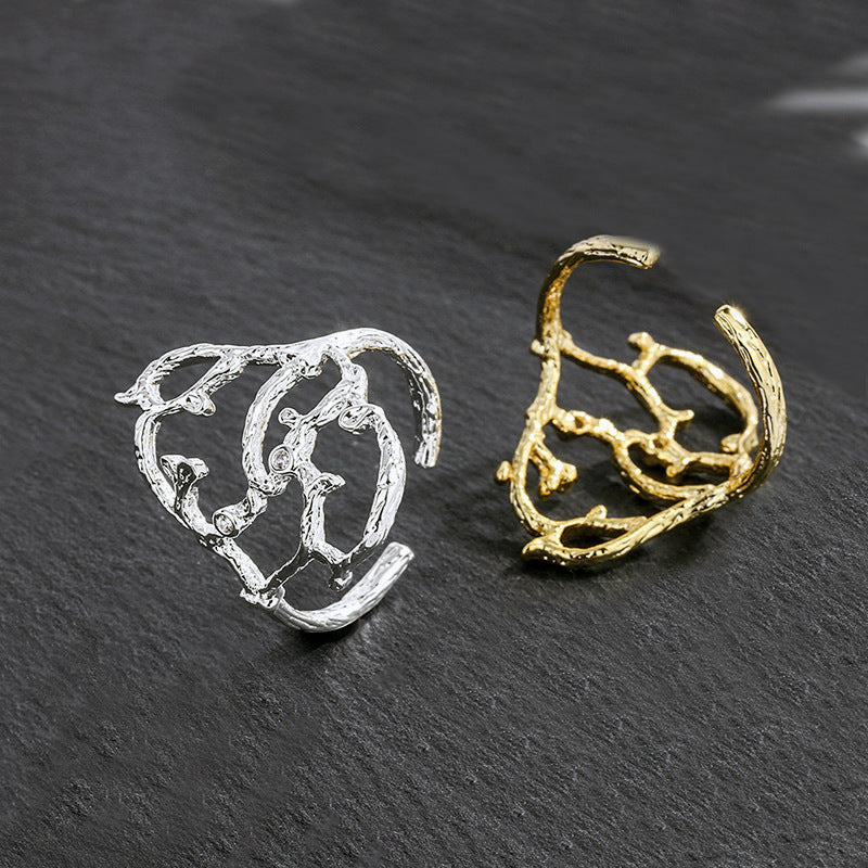 Womens Copper Rings With Irregular Branch Design Electroplated Finish Non Inlay Jewelry Women Teens Daily Wear