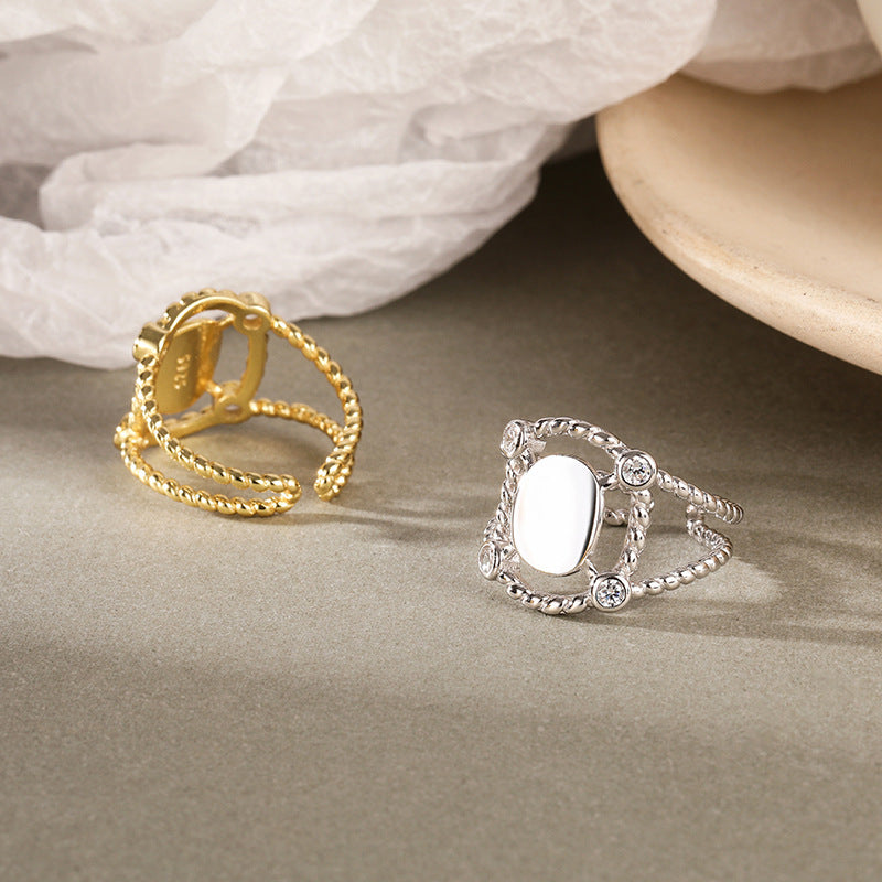 Sterling Silver Ring For Women 925 Adjustable Opening European Style Lightweight Personalized Jewelry Fashion Jewelry