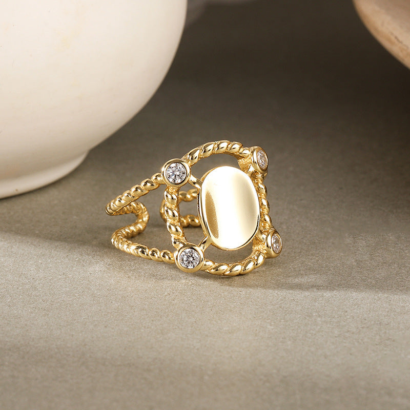 Sterling Silver Ring For Women 925 Adjustable Opening European Style Lightweight Personalized Jewelry Fashion Jewelry