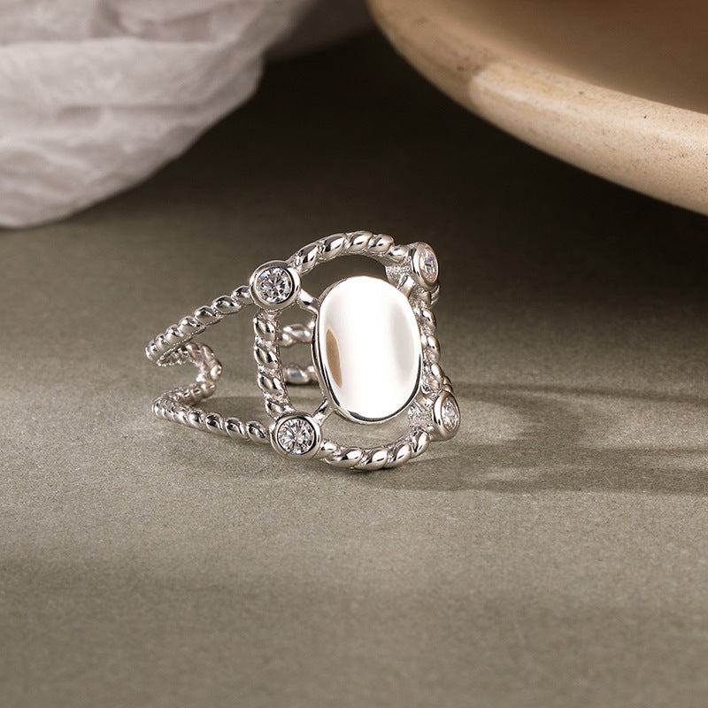 Sterling Silver Ring For Women 925 Adjustable Opening European Style Lightweight Personalized Jewelry Fashion Jewelry