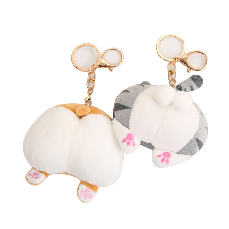 Dog Butt Keychain Cute Animal Plush Doll Super Soft Stuffed Animal Keychain Bag Charm Decoration Gift Dog Cute