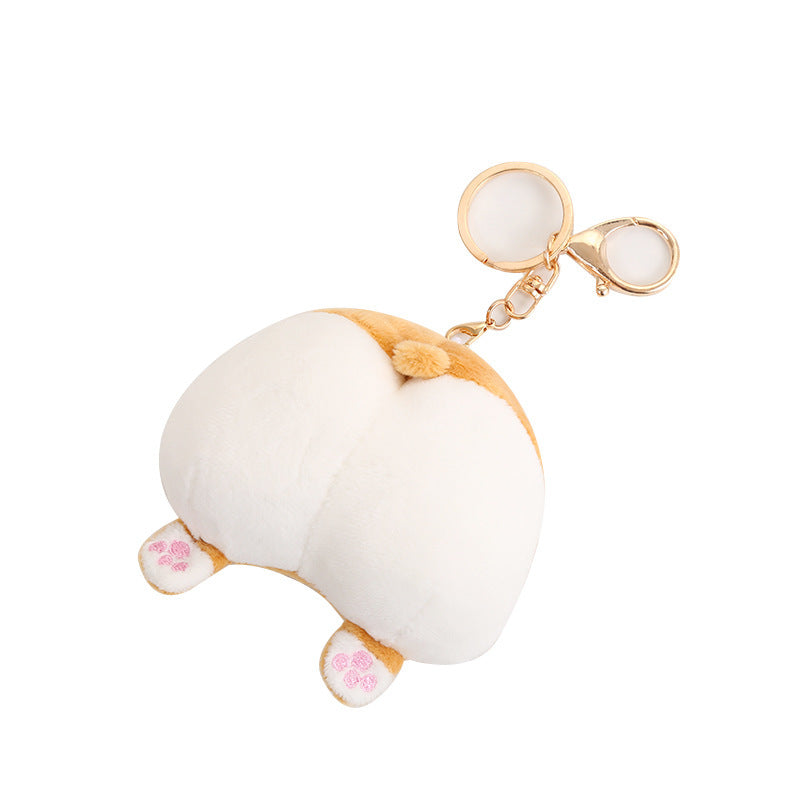 Dog Butt Keychain Cute Animal Plush Doll Super Soft Stuffed Animal Keychain Bag Charm Decoration Gift Dog Cute