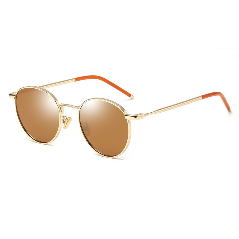 Womens Round Sunglasses Metal Frame Polarized UV400 Lens