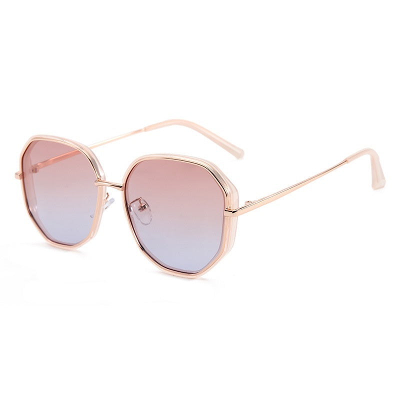 Womens Polarized Sunglasses UV400 Protection Radiation TAC Lenses Plastic Metal Frame Polygon Design For Women