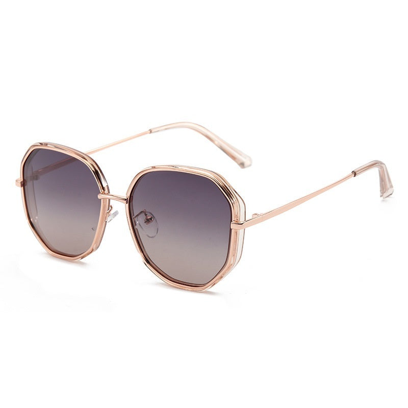 Womens Polarized Sunglasses UV400 Protection Radiation TAC Lenses Plastic Metal Frame Polygon Design For Women