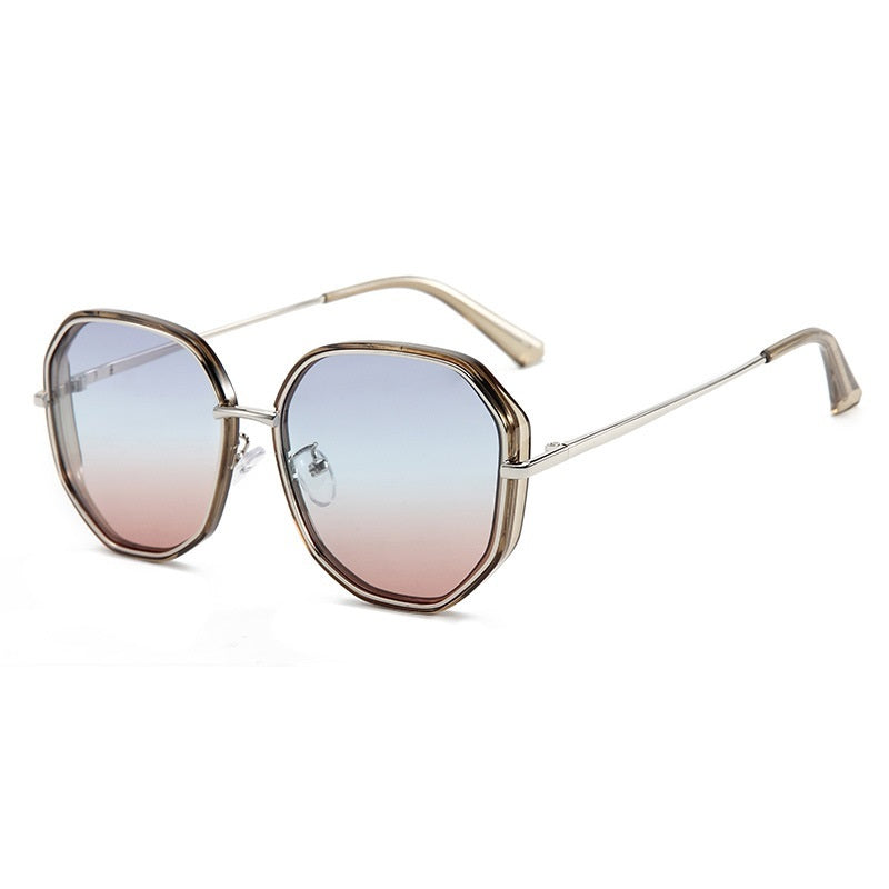 Womens Polarized Sunglasses UV400 Protection Radiation TAC Lenses Plastic Metal Frame Polygon Design For Women
