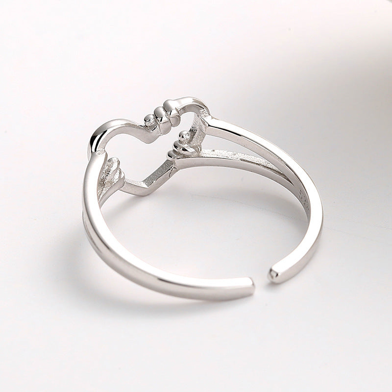 Heart Shaped Opening Silver Ring Hand Jewelry For Festivals Individually Packed Customizable Silver Gift Ready