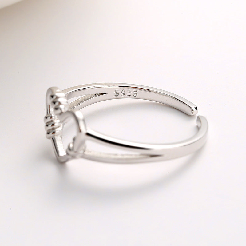 Heart Shaped Opening Silver Ring Hand Jewelry For Festivals Individually Packed Customizable Silver Gift Ready