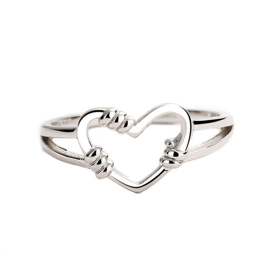 Heart Shaped Opening Silver Ring Hand Jewelry For Festivals Individually Packed Customizable Silver Gift Ready