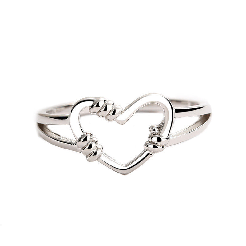 Heart Shaped Opening Silver Ring Hand Jewelry For Festivals Individually Packed Customizable Silver Gift Ready