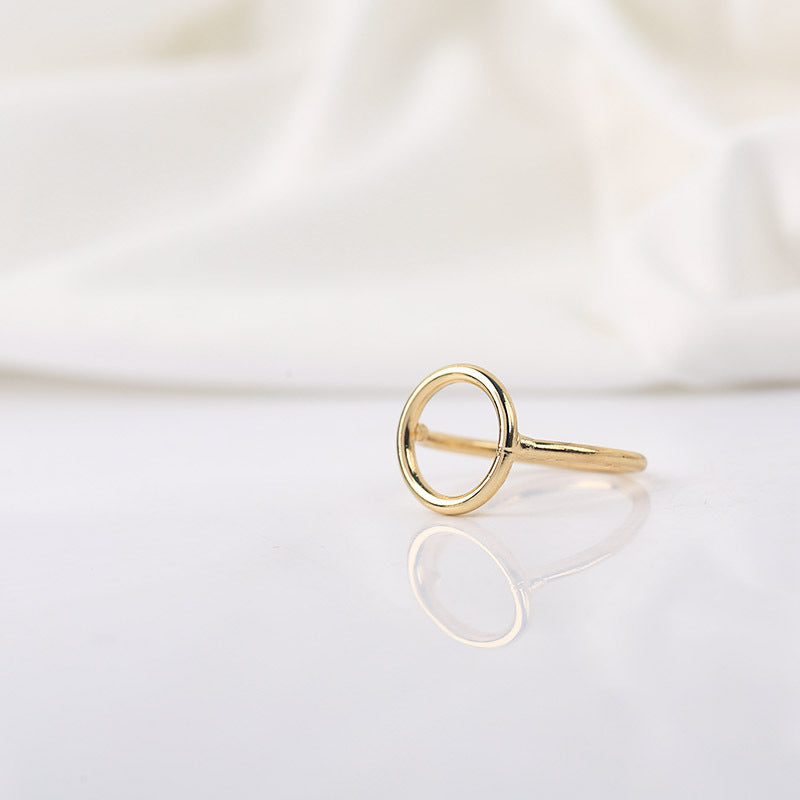 Womens Geometric Hollow Ring Korean Fashion Gold Plated Alloy With Inlaid White Gem Electroplated Finish Style