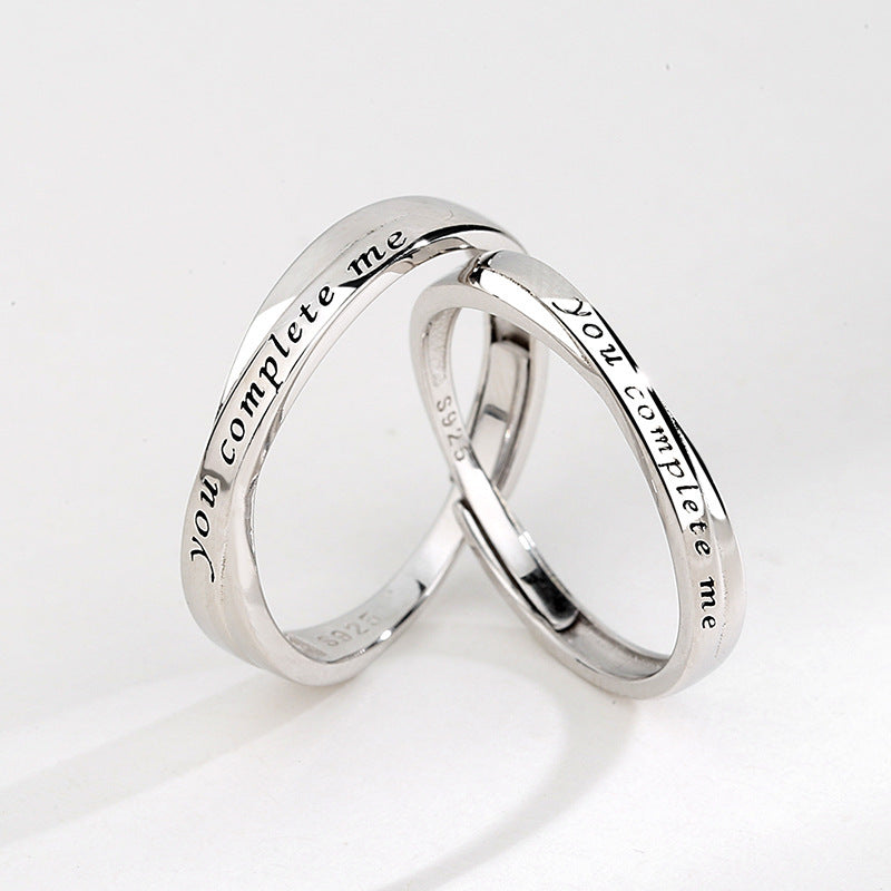 Sterling Silver Couple Rings Korean Letters Numbers Text Design Electroplating Promise Rings Anniversary Online