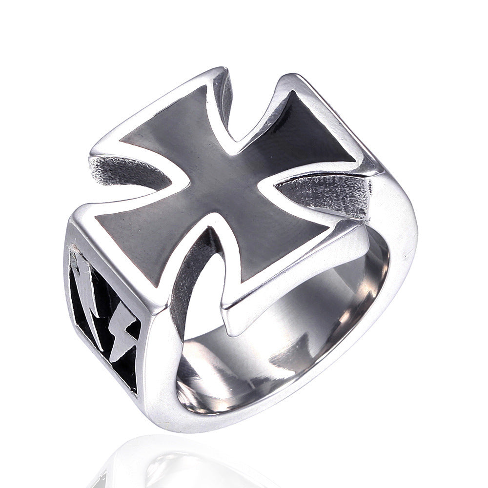 Titanium Steel Cross Ring with Dripping Vinyl Design Gift