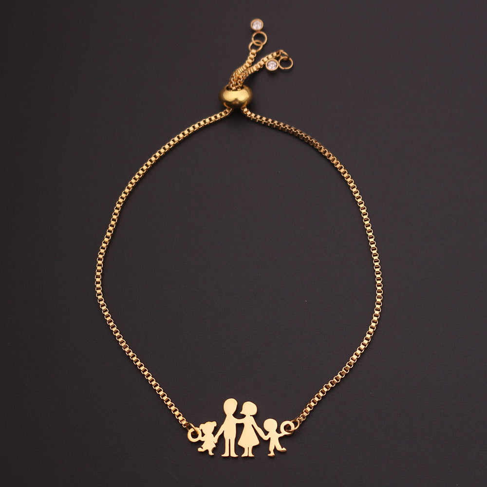 Doll Charm Bracelet For Women Alloy Stainless Steel Family Bracelet Cute Simple Gift For Birthday Gift Idea For Her