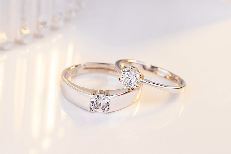 Sterling Silver Ring With Simulated Diamond Korean Geometry Design For Women And Girls Fashion Jewelry Gift Gemstones