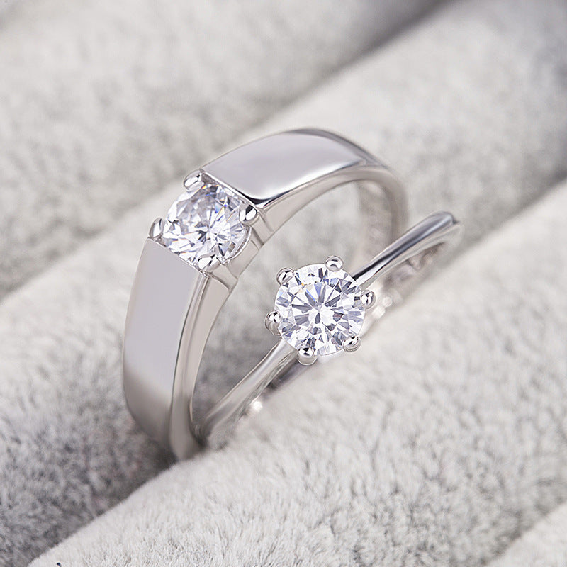 Sterling Silver Ring With Simulated Diamond Korean Geometry Design For Women And Girls Fashion Jewelry Gift Gemstones