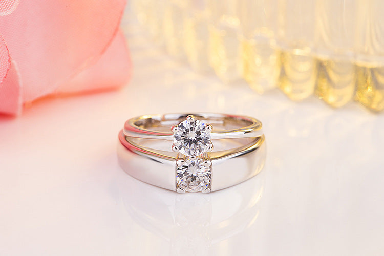 Sterling Silver Ring With Simulated Diamond Korean Geometry Design For Women And Girls Fashion Jewelry Gift Gemstones