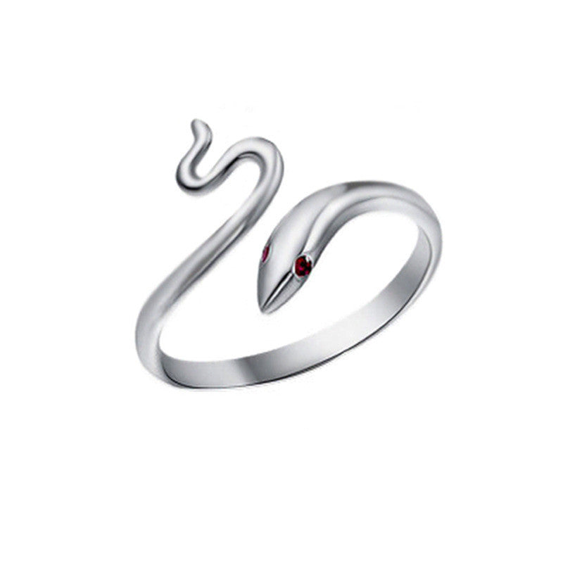 Sterling Silver Snake Ring Adjustable Open Tail Zodiac Jewelry For Women 925 Ring Korean Fashion Style Zodiac Ring