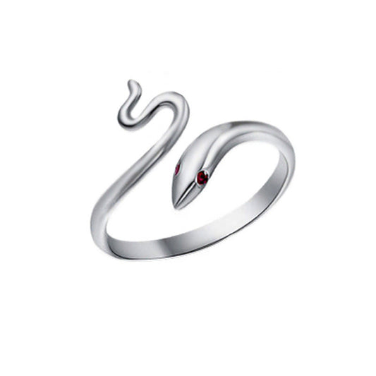 Sterling Silver Snake Ring Adjustable Open Tail Zodiac Jewelry For Women 925 Ring Korean Fashion Style Zodiac Ring