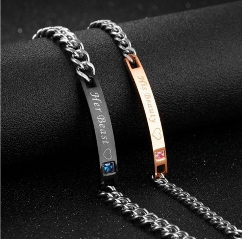 Couple Bracelets Matching Set Heart Alloy Jewelry For Him And Her Queen And King Crown Rose Gold Gift For Gold