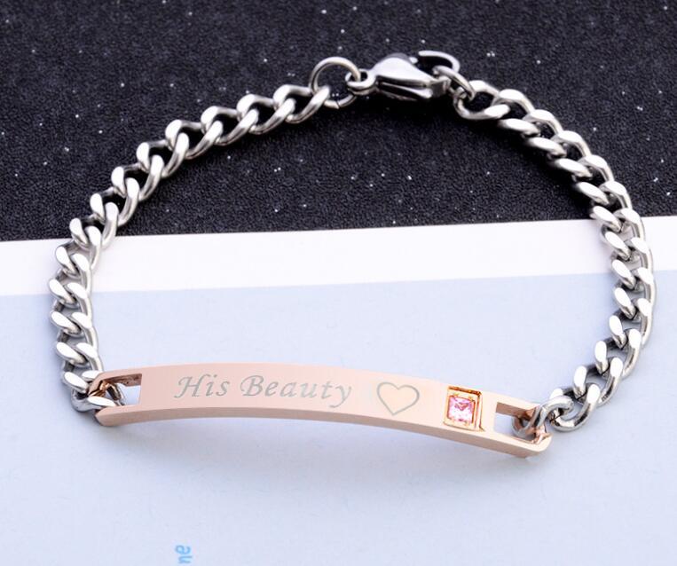 Couple Bracelets Matching Set Heart Alloy Jewelry For Him And Her Queen And King Crown Rose Gold Gift For Gold