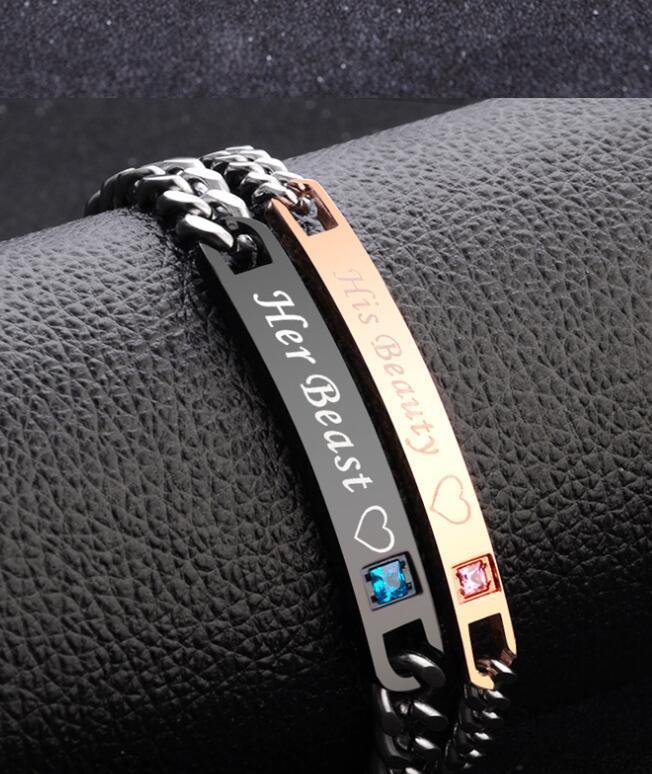 Couple Bracelets Matching Set Heart Alloy Jewelry For Him And Her Queen And King Crown Rose Gold Gift For Gold