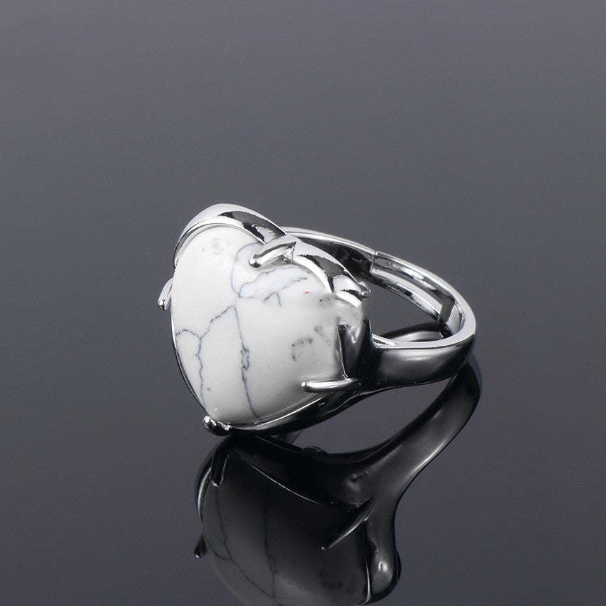 Ladies Natural Crystal Heart Ring Adjustable Dainty Gemstone Jewelry For Her Gift For Special Occasion Forever