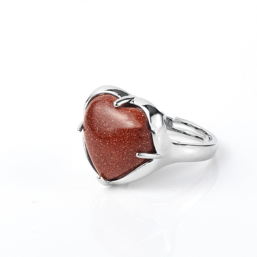 Ladies Natural Crystal Heart Ring Adjustable Dainty Gemstone Jewelry For Her Gift For Special Occasion Forever