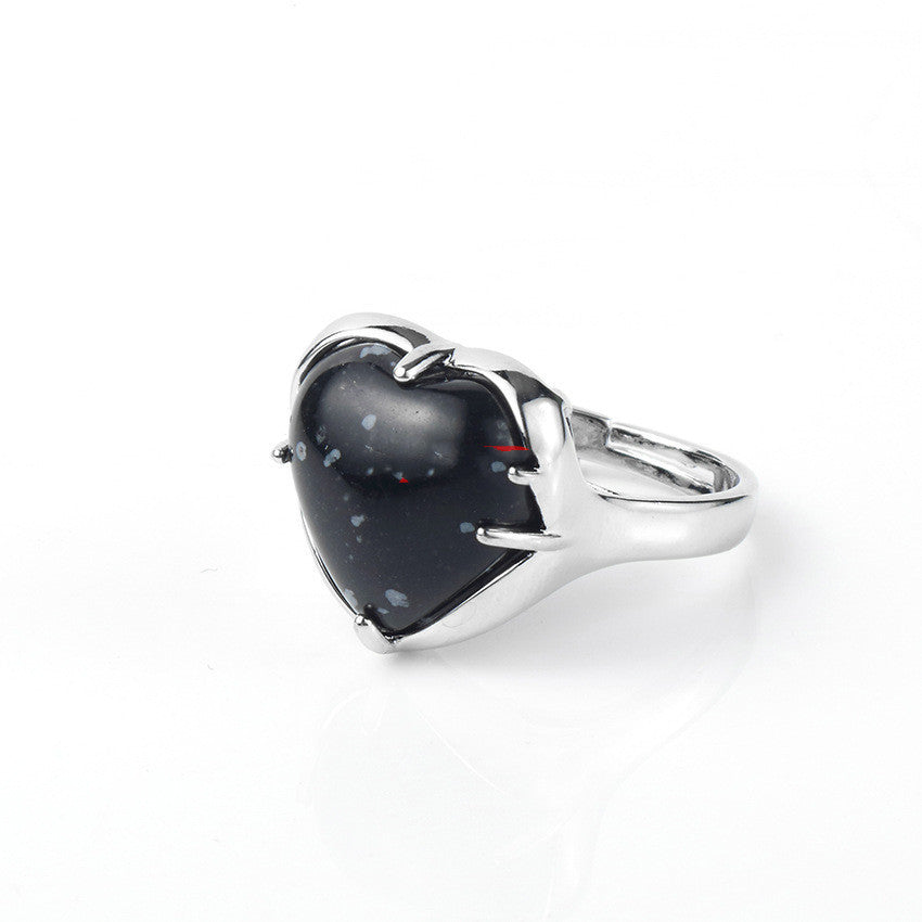 Ladies Natural Crystal Heart Ring Adjustable Dainty Gemstone Jewelry For Her Gift For Special Occasion Forever
