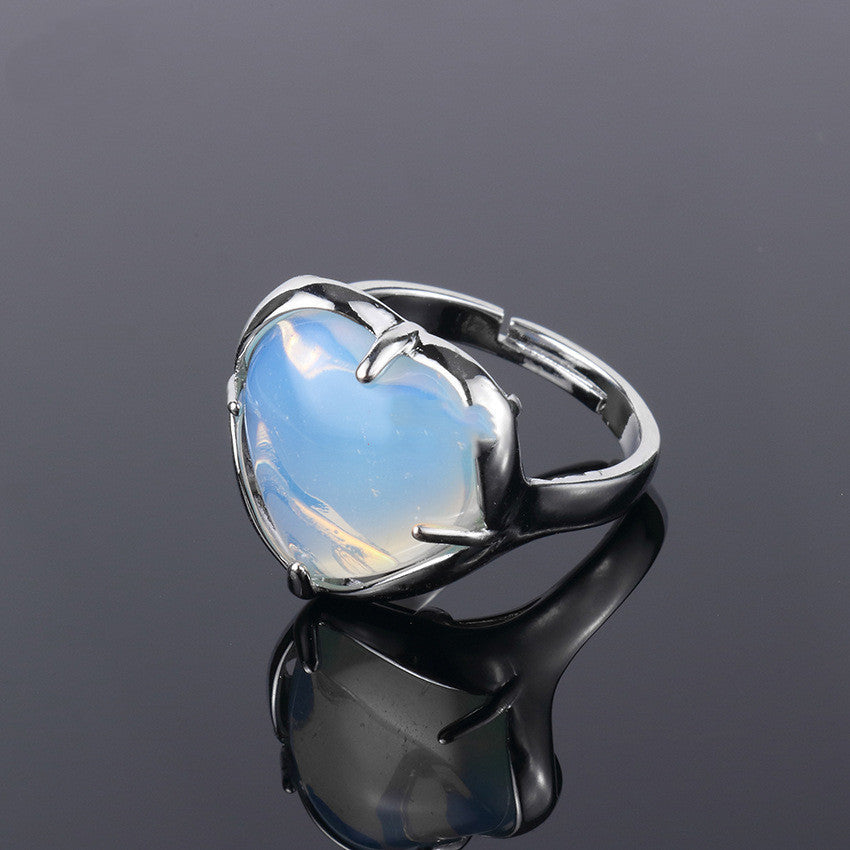 Ladies Natural Crystal Heart Ring Adjustable Dainty Gemstone Jewelry For Her Gift For Special Occasion Forever