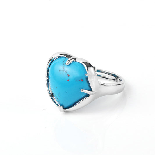 Ladies Natural Crystal Heart Ring Adjustable Dainty Gemstone Jewelry For Her Gift For Special Occasion Forever