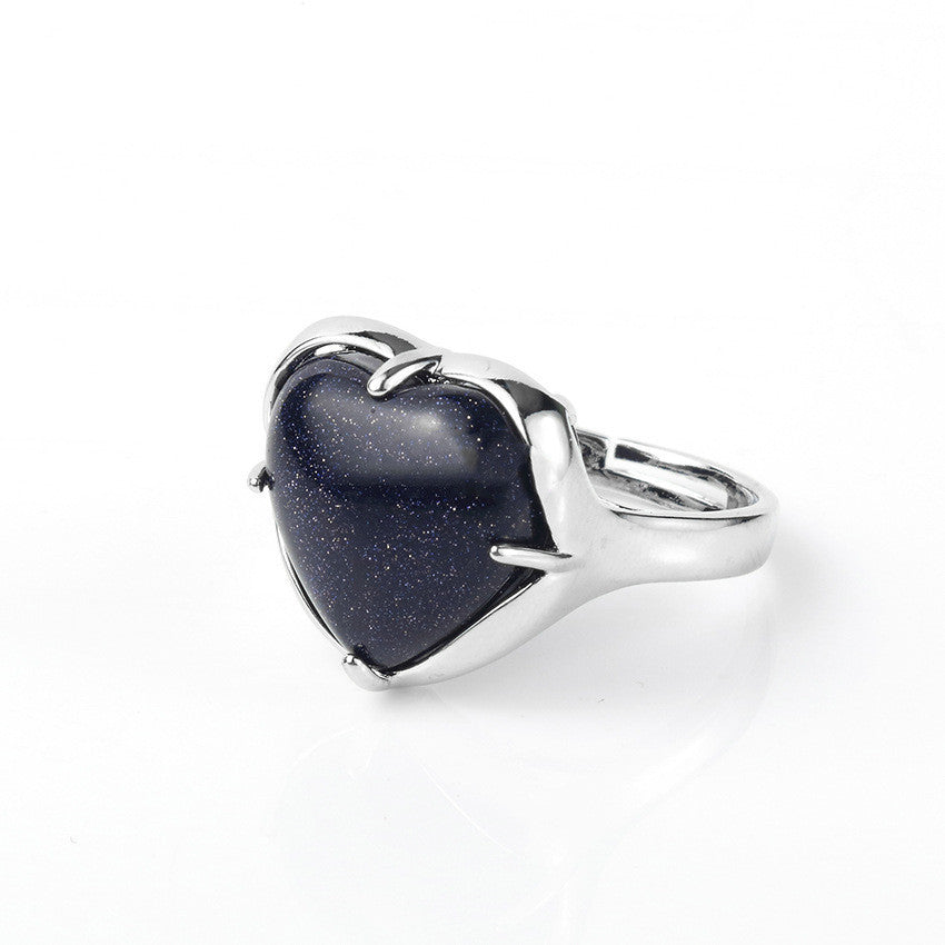 Ladies Natural Crystal Heart Ring Adjustable Dainty Gemstone Jewelry For Her Gift For Special Occasion Forever