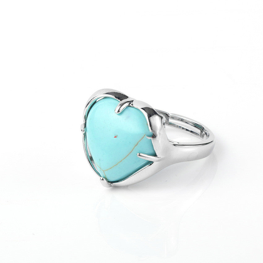 Ladies Natural Crystal Heart Ring Adjustable Dainty Gemstone Jewelry For Her Gift For Special Occasion Forever