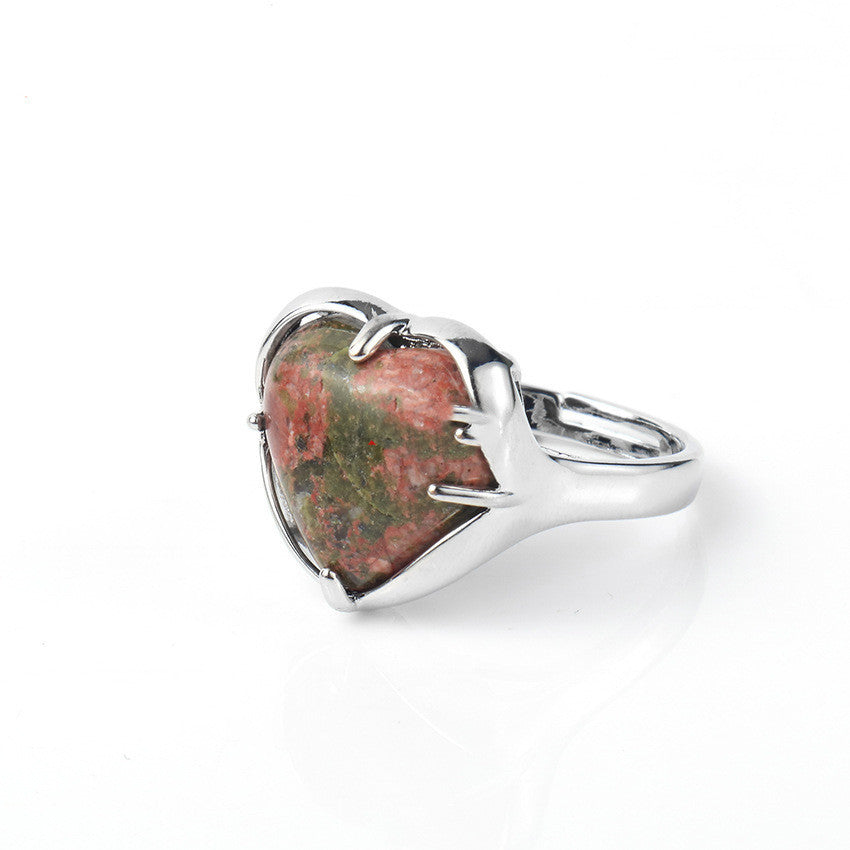 Ladies Natural Crystal Heart Ring Adjustable Dainty Gemstone Jewelry For Her Gift For Special Occasion Forever